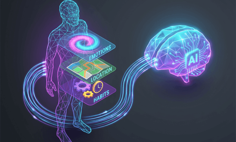 صورة تعبيرية توضح كيف يقوم ChatGPT بتحليل بيانات المستخدم وشخصيته من خلال أنماط المحادثة والكتابة