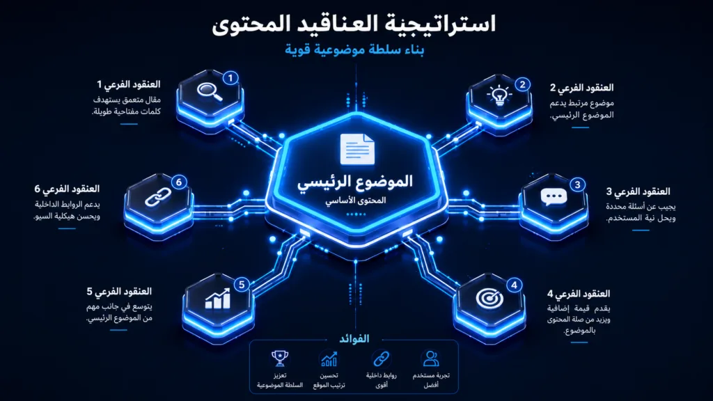 استراتيجية بناء السلطة الموضوعية Topic Authority واستخدام العناقيد الموضوعية في SEO.