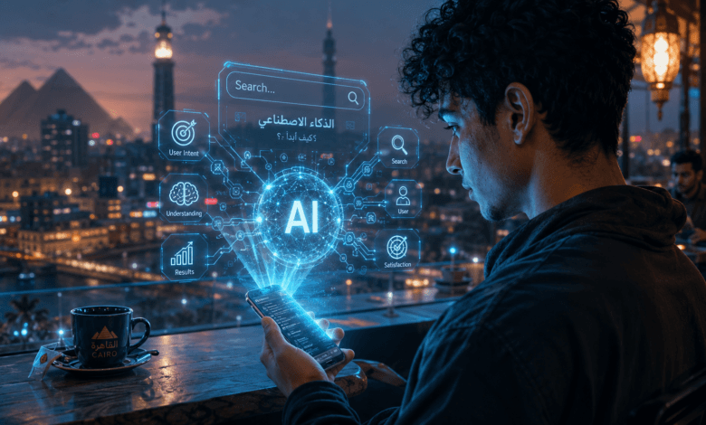 مستقبل البحث في مصر 2026 كيف تحولنا من الكلمات المفتاحية إلى نوايا المستخدم؟ 1 مستقبل البحث في مصر 2026، تحول محركات البحث من الكلمات المفتاحية إلى نية المستخدم باستخدام الذكاء الاصطناعي.