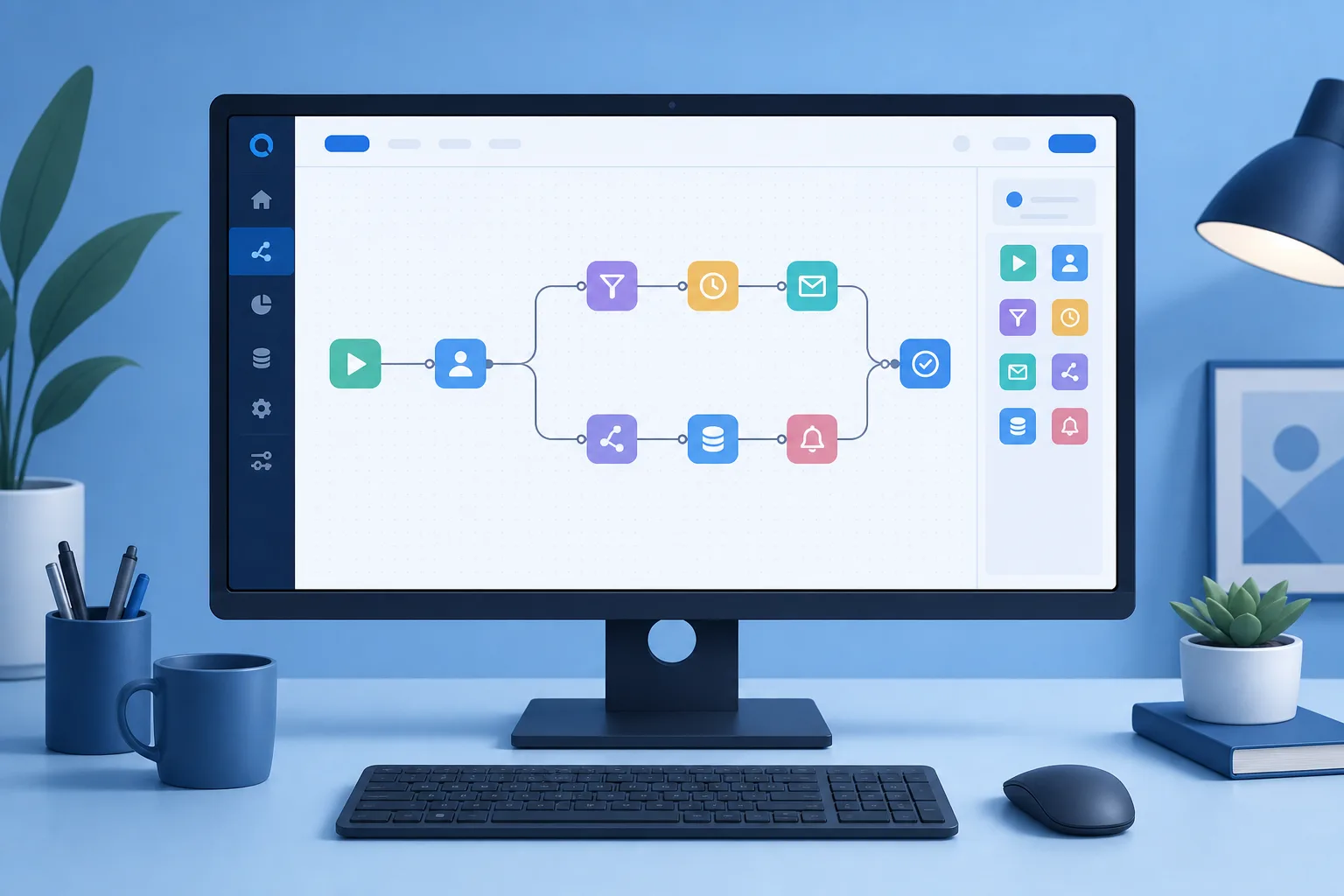 رسم يمثل تشغيل n8n على نظام ويندوز عبر تطبيق سطح المكتب